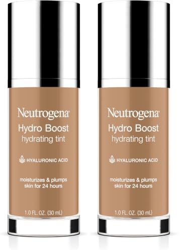 Neutrogena Hydro Boost Hydrating Tint 105 Caramel (Pack of 2) - Lightweight Liquid Foundation with Hyaluronic Acid
