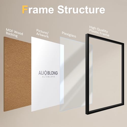 4x6 Black Plastic Picture Frame Set of 6 - Shatterproof Acrylic