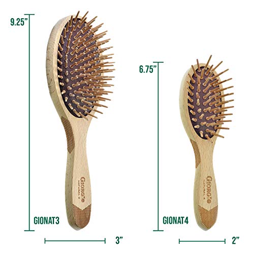 Giorgio Eco-Friendly Wooden Bristle Hairbrush GIO4 - Small Detangling Brush for Thick Hair