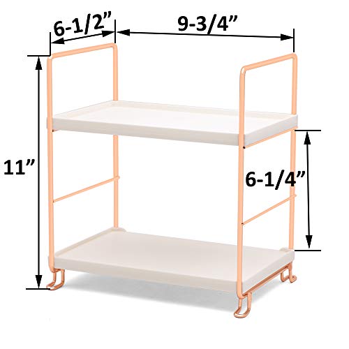 2-Tier Stackable Organizer Shelf - Rose Gold Countertop Storage Rack