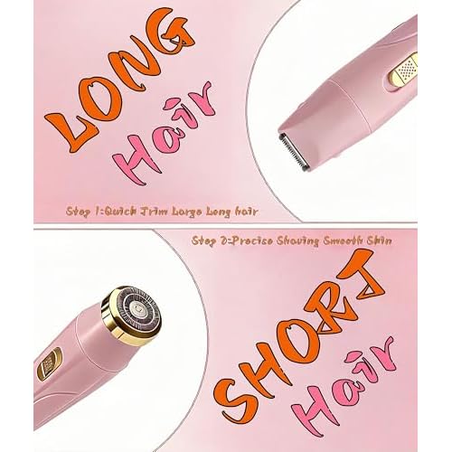 Eyebrow Trimmer Facial Hair Removal for Women - 3 in 1 Painless Eyebrow Shaver - Body Razor for Legs, Armpits, Face, Eyebrows, Bikini, USB Rechargeable, Easy to Clean, Pink