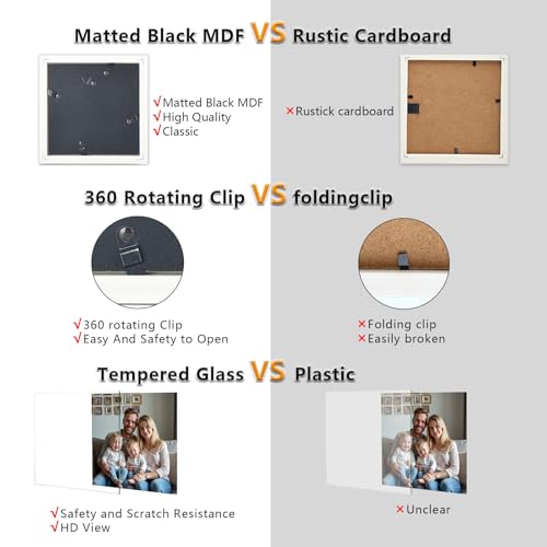 5x5 Double Hinged Picture Frame with Real Glass - Vertical Display