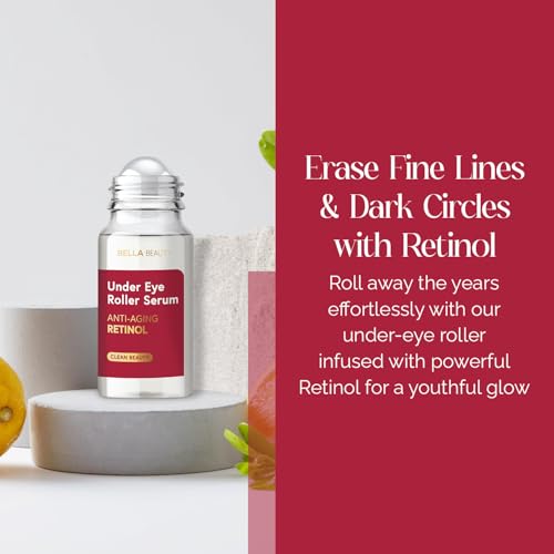 Retinol Under Eye Serum with Cooling Roller – Firming & Puffiness Reduction – Vegan & Dermatologist Tested – 1.69 Fl Oz