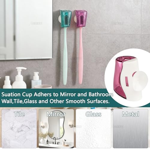 AUEAR 3-Pack Toothbrush Head Covers with Suction Cup, Anti-Dust Mirror Holder Case for Bathroom, Travel