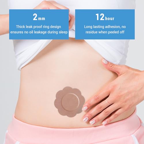 100 Pcs Castor Oil Belly Button Patch, Portable No Wash Disposable Castor Oil Patches Beige (Oil Not Included)