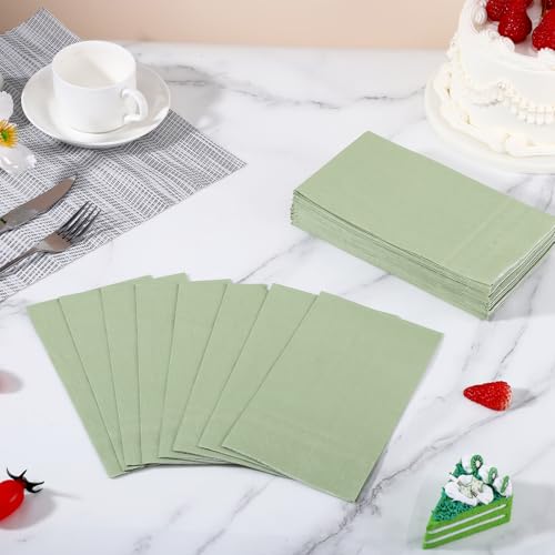 60 Disposable Sage Green Napkins for Parties & Events