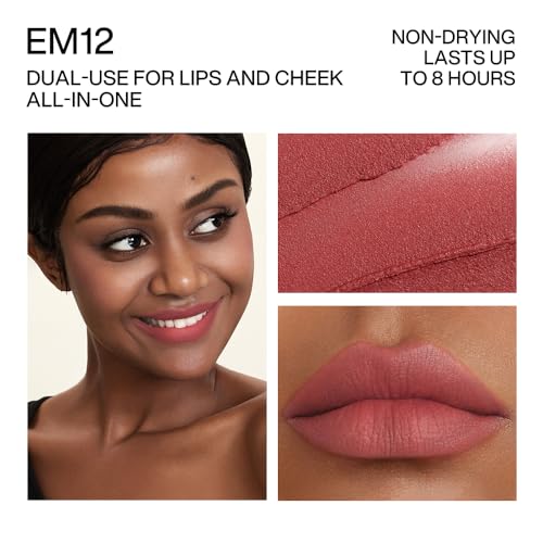 INTO YOU EM12 Velvet Matte Lip & Cheek Stain - Lightweight Lip Mud, Long-Lasting Pink Lipstick & Multi-Use