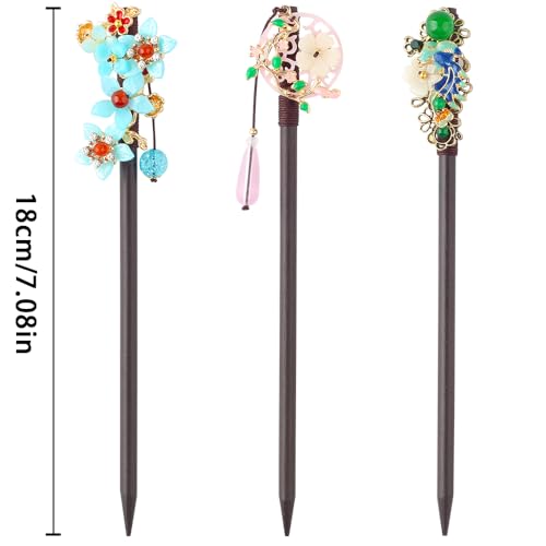 Myhiju 3PCS Wooden Flower Hair Sticks for Buns & Elegant Hairstyles