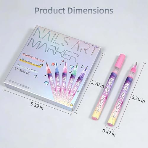 Kids Nail Art Pens Set - 12 Vibrant Colors, Fine Tip, Quick Dry & Waterproof