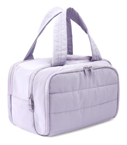 BUZFOWU Light Purple Travel Toiletry Bag for Women - Large Cosmetic Organizer with Wet-Dry Separation, Multi-Pocket & Carry Handle