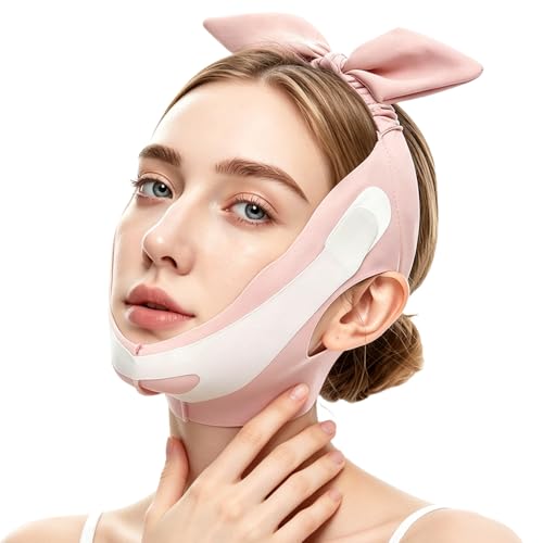 Pink Chin Lifting Mask - Breathable Double Chin Reducer for Women