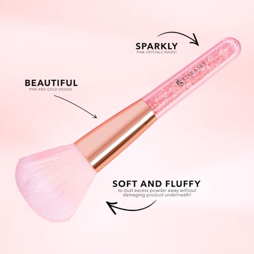Kiara Sky Dip Powder Brush - Pink & Gold Crystal Dusting Brush