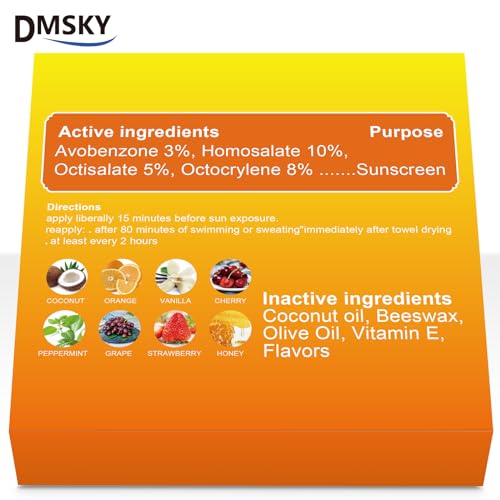Dmsky SPF 30 Sunscreen Lip Balm - 8 Pack, 8 Flavors, No White Cast
