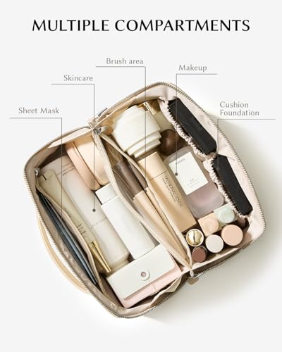 EACHY Travel Makeup Bag - Personalized Initial M Cosmetic Organizer (Large)