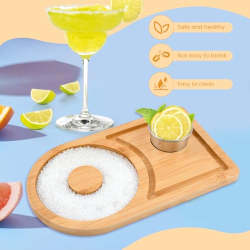 Wood Margarita Salt Rimmer Set with Stainless Steel Bowl