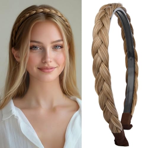 Women’s Synthetic Hair Headband with Braided Design - Dirty Blonde - BOBIYA