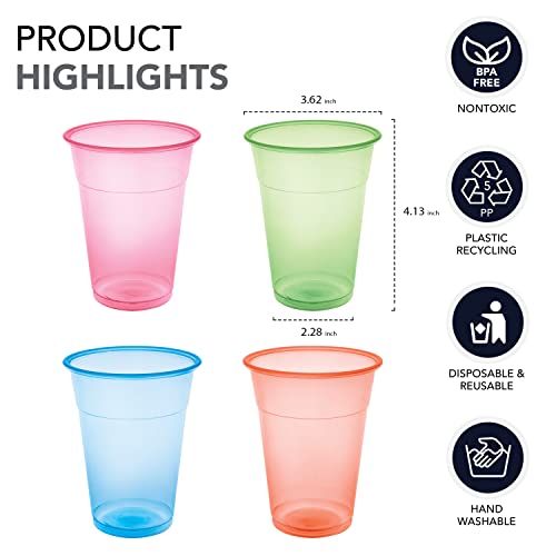 12-Ounce Assorted Neon Plastic Party Cups - 20 Count