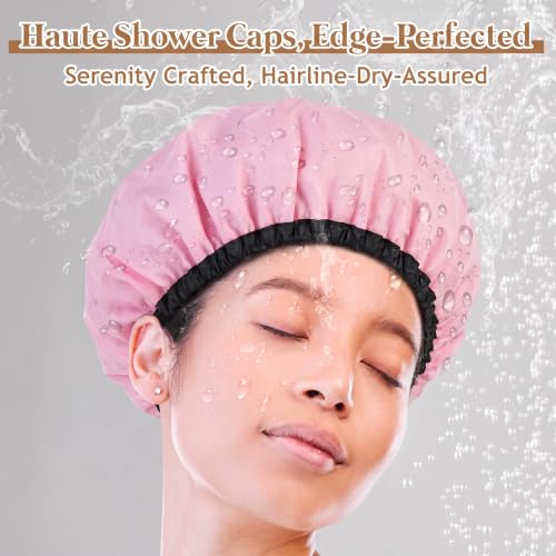 SHEOMERN Pink XX-Large Adjustable Shower Cap - Waterproof & Soft Terry Lined for Long Hair, Braids, Dreadlocks