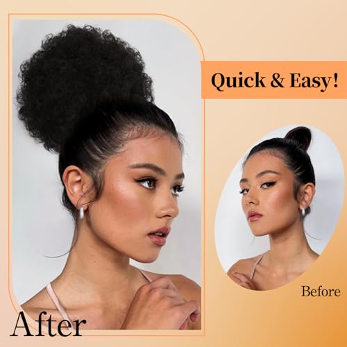 AISI QUEENS Afro Puff Drawstring Ponytail Natural Black Medium - Kinky Curly Hair Extension