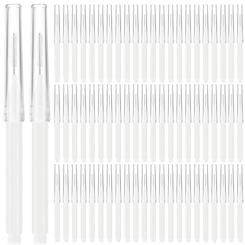 Lallisa 100pc Micro Eyebrow Spoolie Brushes with Caps for Lash Extensions