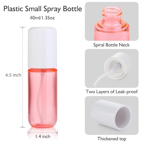 Travel Spray Bottle 1.35oz | Fine Mist Refillable Plastic Mist Sprayer