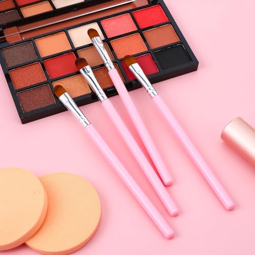 12 Pcs Pink Flat Concealer Brush Set for Eyeshadow & Makeup