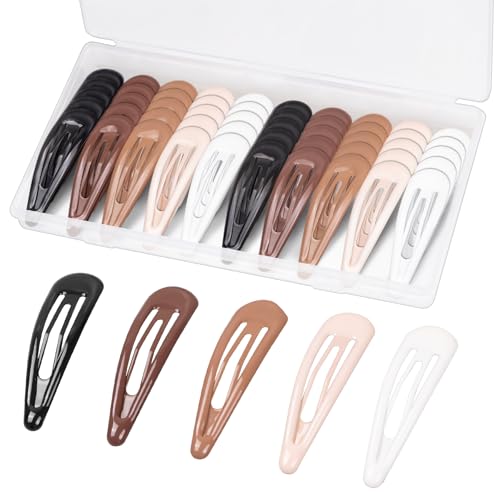 Gingbiss 50Pcs Metal Snap Hair Clips Set with Case – Non-Slip Barrettes