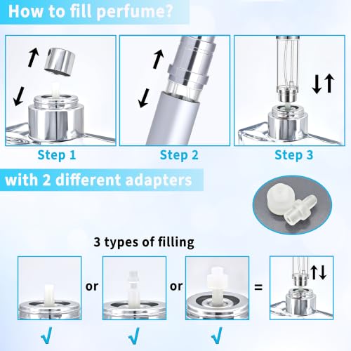 Qavhun 3-Pack Travel Refillable Perfume Atomizer Bottles - Black, Gold & Silver