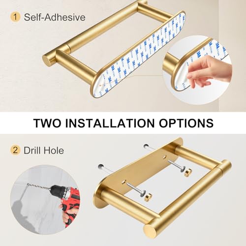 SetSail Gold Toilet Paper Holder - Adhesive & Screw Installation