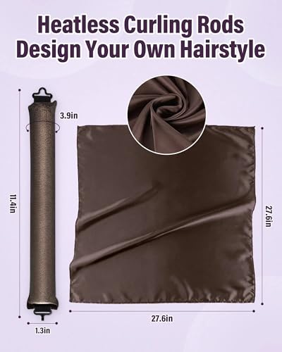 Heatless Hair Curler Overnight Curls - Brown, Pack of 3