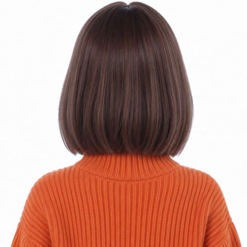 Lavviiqa Kids Brown Bob Wig with Bangs - 11in Short Brunette Wig (Variation: Brown)
