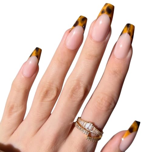 PaintLab Tortoise Chic Coffin Press-On Nails - 30pc Salon Kit