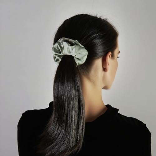 Botanical Green Tones Hair Clips & Satin Scrunchies Set - 8 Pcs for Women