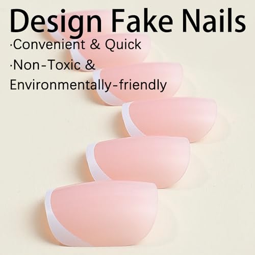 White French Tip Short Square Press-On Nails - 24pcs Acrylic Set