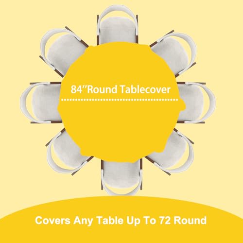 Fixwal 84-Inch Yellow Round Disposable Tablecloth - Waterproof & Easy Cleanup for Parties