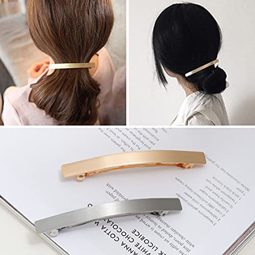 Teensery 2-Pack Metal Hair Clips - 4 Inch Gold & Silver Spring Barrette Hair Accessories for Women & Girls