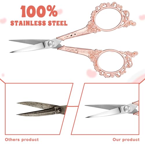 Professional Mini Scissors for Eyebrows & Facial Hair - Gold Pink