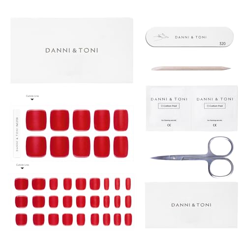 DANNI & TONI Garnet Gaze Gel Toenail Strips - Cat Eye Pedicure Wraps