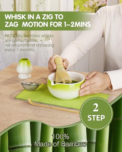 ZENS Premium Matcha Whisk Set - 6-Piece Complete Kit for Tea Ceremony