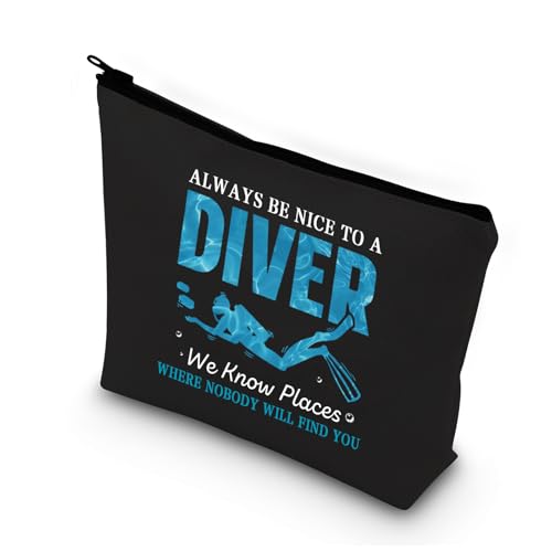 Funny Scuba Diving Makeup Bag - Always Be Nice To A Diver Canvas Pouch