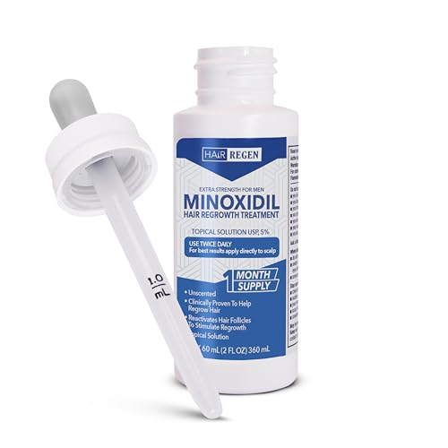 Hair Regen Minoxidil 5% Liquid Solution for Men's Hair Regrowth - 1 Month Supply