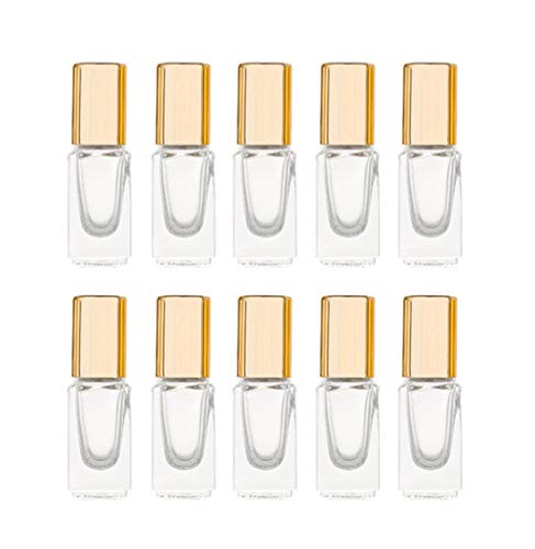10 Pack 3ml Glass Roll-On Bottles with Stainless Steel Balls & Gold Caps