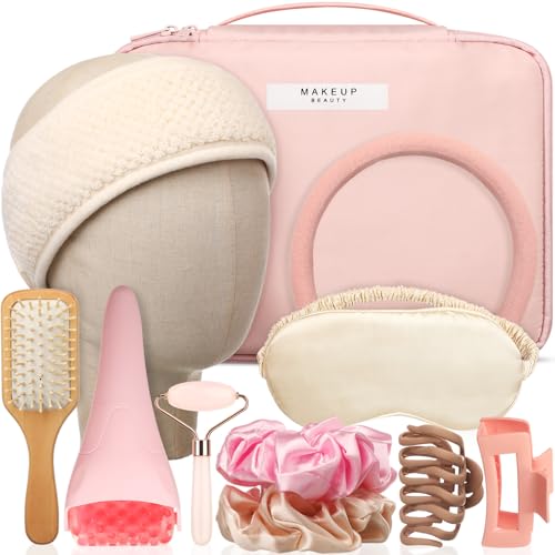 Pink Spa Gift Basket for Women - Birthday & Relaxation Set with Cosmetic Bag & Facial Tools