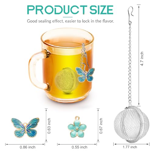 Stainless Steel Tea Infusers Set of 2 with Butterfly & Flower Charms