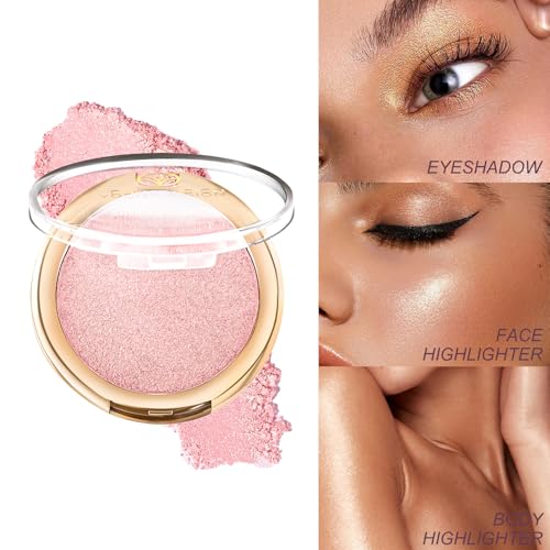 Young Vision Pink Highlighter - Baked Shimmer Makeup for Face & Body
