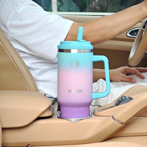 ICEWATER 40 oz Leakproof Insulated Tumbler with 2 Lids