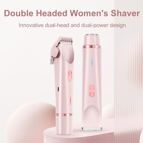 Pink 2-in-1 Bikini Trimmer for Women - IPX7 Waterproof Electric Razor