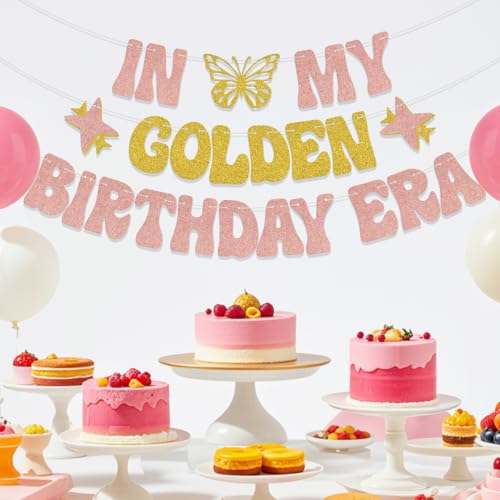 In My Golden Birthday Era Banner - Rose Gold Glitter Party Decoration
