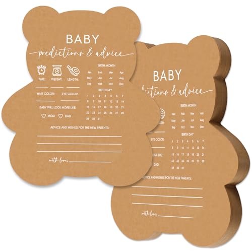 50 Baby Shower Predictions & Advice Cards - Bear Themed Keepsakes
