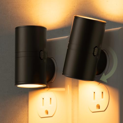 L LOHAS LED Amber Night Light - Dimmable, Rotatable, Plug-in, 2-Pack